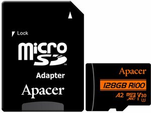 Карта памяти Apacer microSDXC UHS-I 128GB R100 +SD